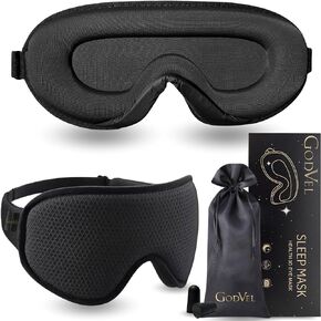 Sleep Eye Mask for Women Men, Best 3D Sleep Mask and Blindfold, Concave Molded Night Sleep Mask, Soft and Comfortable Cover, Block Out Light, Travel Essentials, Yoga, Nap, Black.