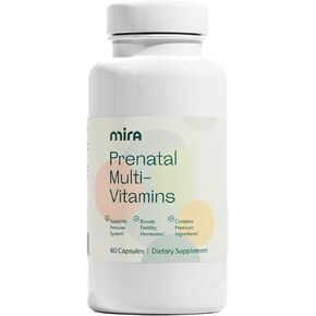 MIRA Prenatal Multi-Vitamins for Women, Folate & Choline, Supplement for Before, During, and Post Pregnancy, Support Your Pregnancy & Fetal Development, 60 Capsules (30 Servings), 1 Pack