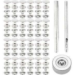 103 قطعة من Toolly 15 مم من الفولاذ المقاوم للصدأ، غطاء كبس بالضغط على زر للقوارب البحرية (4 مكونات، 26 قطعة لكل منها)، مع 3 أدوات إعداد in Kuwait