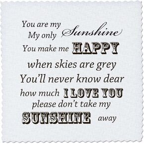 3dRose qs_79151_1 You are My Sunshine- Word Art- Vintage Song-Quilt Square, 10 by 10-Inch
