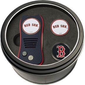 Team Golf MLB Gift Set Retractable Divot Tool with 3 Double-Sided Magnetic Ball Markers, Patented Single Prong Design, Causes Less Damage to Greens, Retractable Mechanism