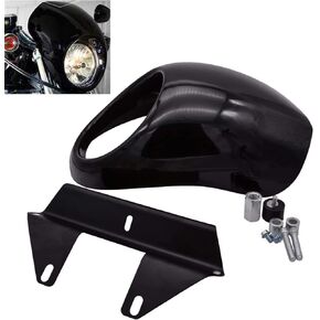 KATUR Headlight Fairing Covers Front Head Light Cowl Fork Mount Headlamp Visor Bracket Kit Compatible with 1973 Up Harley Sportster Cafe Drag Dyna FX XL
