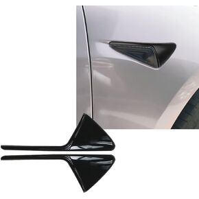 2 PCS Car Side Camera Protective Cover, Turn Signal Side Camera Indicator Light Decorative Sticker, Compatible with Tesla Model3/Y Protector Accessories (Black #Bright)
