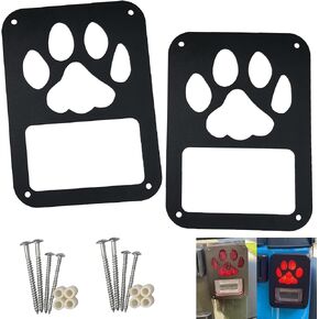 2Pack Rear Tail Light Covers Guards Compatible with 2007-2018 Jeep Wrangler JL JK Accessories,Light Guard(Dog Paw)