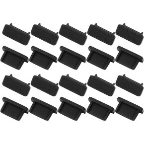 uxcell 20pcs USB Type C Anti Dust Plug, Rubber Dust Cover Cap Protector for Samsung Galaxy s23/s22/s21/s20, Pixel, Type C Android Charge Ports, Phone, Black