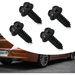 Irinidig 4 PCS Car License Plate Screw Kit, 304 Stainless Steel Hexagon Head Screw Bolts Fasteners, Universal for Front Rear License Plates & License Plate Frame Covers of Cars, Trucks, SUVs (Black)