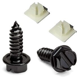 SINGWAYS License Plate Screws with Rustproof Finish, 2 PCS License Plate Screws with Nylon Inserts for Securing License Plates, Frames and Covers on Cars, Trucks, SUVs, License Plate Front/Rear Screws