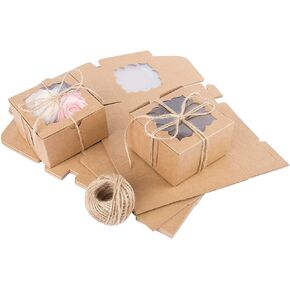 YunKo 50 Pack Cookie Boxes 4x4x2.5 Inches Bakery Boxes Dessert Boxes with Window for Chocolate Strawberries Muffins Donuts (White)