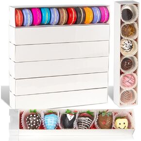 RomanticBaking 23PCS Strawberry Boxes 12x2¼x2 Inch with Full Clear Window,Drawer Boxes Macaron Boxes Chocolate Containers for Wedding Favors Party Boxes