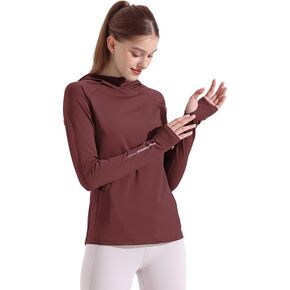 Women's Nylon Yoga Hoodie with Thumb Hole – Ideal for Running, Cycling, and Outdoor Workouts