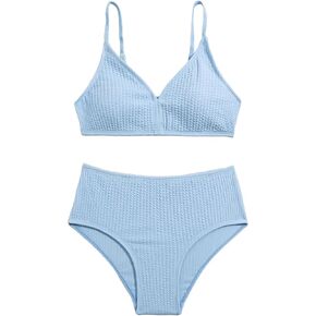 WDIRARA Girl's Bikini Set Spaghetti Strap Swimsuit Two Piece V Neck Bathing Suit
