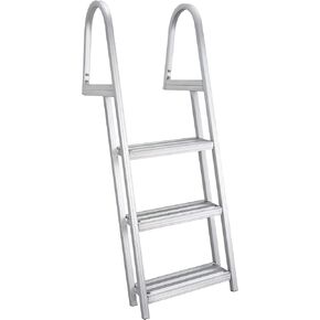 RecPro Marine Pontoon Boat Dock Heavy Duty Aluminum 3 Step Removable Boarding Ladder AL-A3…
