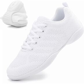 DADAWEN Girls Cheer Shoes White Cheerleading Shoes Dance Athletic Training Tennis Breathable Women Youth Lightweight Competition Cheer Sneakers