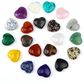 20Pcs Heart Healing Crystals Stones Bulk Assorted Styles Heart Crystals Stone Small Love Polished Stones Heart Quartz Crystals Gemstones Heart Shaped Rocks for Chakra Reiki Balancing Yoga