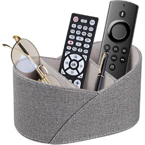 YAPISHI Remote Control Holder with 3 Compartments, Modern Design Desk Accessories Workspace Organizer for Office/School/Home, Modern PU Leather Nightstand Caddy Organizer for Makeup/Vanity/Stationery