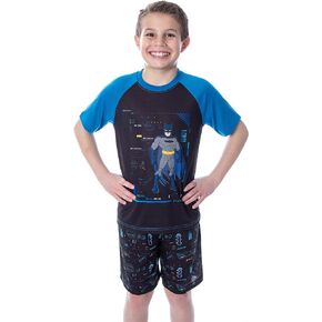 DC Comics Boys' Batman Spec Readout Short Sleeve Shirt and Shorts 2 Piece Superhero Sleepwear Pajama Set