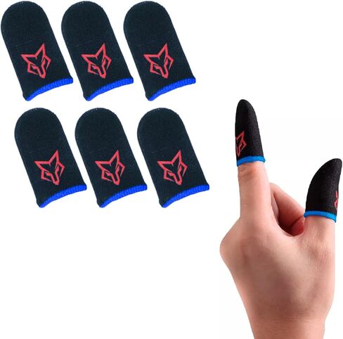 Finger Sleeves Breathable Touchscreen for Mobile Games V1 (6pcs) Profesional Finger Gloves Gamer PUGB Free Fire COD (Red/Blue) in Saudi Arabia