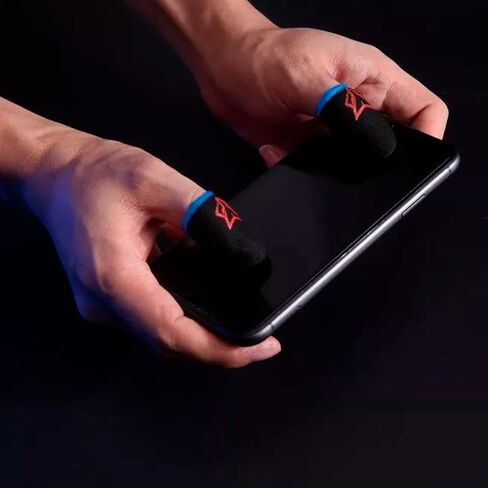 Finger Sleeves Breathable Touchscreen for Mobile Games V1 (6pcs) Profesional Finger Gloves Gamer PUGB Free Fire COD (Red/Blue) in Saudi Arabia