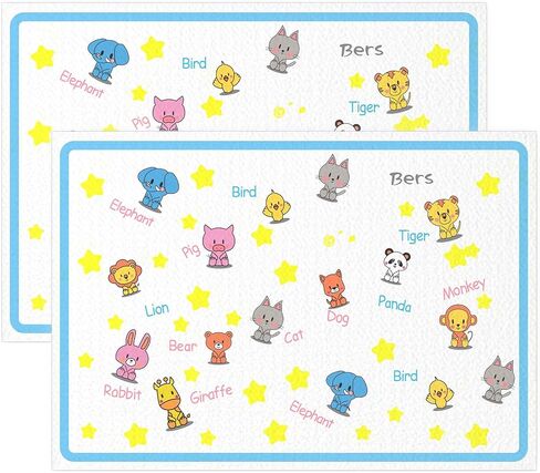 مفارش أطباق قابلة للالتصاق للأطفال والرضع، 18 عبوة من مفارش أطباق مقاومة للماء مقاس 30.48 سم × 45.72 سم، مفارش طاولة محمولة للمطاعم للصبيان والبنات، مثالية لتناول الطعام واللعب الفني، متعددة الألوان in Kuwait