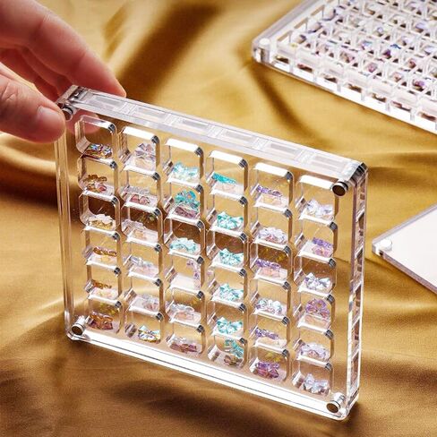 SEAHUISTAR Seashell Display Box Acrylic Magnetic Square Seashell Storage Display Case Decorative Seashell Starfish Trinket Small Craft Organizers Container for Bead Nail Jewelry Gemstone (36 Grids) in Saudi Arabia