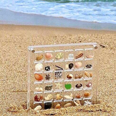 SEAHUISTAR Seashell Display Box Acrylic Magnetic Square Seashell Storage Display Case Decorative Seashell Starfish Trinket Small Craft Organizers Container for Bead Nail Jewelry Gemstone (36 Grids) in Saudi Arabia
