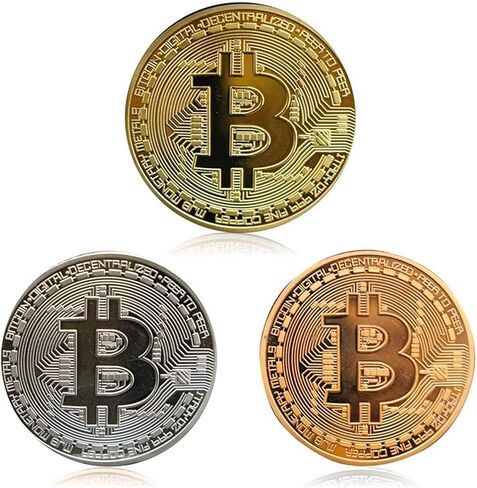 3Pcs Bitcoin Coin Physical Blockchain Cryptocurrency in Protective Collectable Gift Featuring Original Commemorative Tokens Chase Coin BTC Cryptocurrency Gold Silver and Bronze in Saudi Arabia