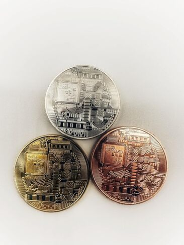 3Pcs Bitcoin Coin Physical Blockchain Cryptocurrency in Protective Collectable Gift Featuring Original Commemorative Tokens Chase Coin BTC Cryptocurrency Gold Silver and Bronze in Saudi Arabia
