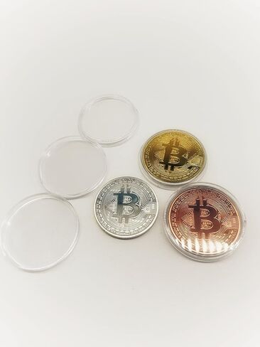 3Pcs Bitcoin Coin Physical Blockchain Cryptocurrency in Protective Collectable Gift Featuring Original Commemorative Tokens Chase Coin BTC Cryptocurrency Gold Silver and Bronze in Saudi Arabia