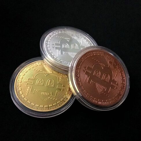 3Pcs Bitcoin Coin Physical Blockchain Cryptocurrency in Protective Collectable Gift Featuring Original Commemorative Tokens Chase Coin BTC Cryptocurrency Gold Silver and Bronze in Saudi Arabia