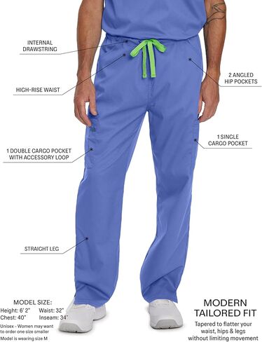 Landau Proflex Unisex Tailored Fit Comfort Stretch 6-Pkt Cargo Scrub Pants 2104 Black LGE in Saudi Arabia