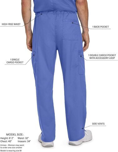 Landau Proflex Unisex Tailored Fit Comfort Stretch 6-Pkt Cargo Scrub Pants 2104 Black LGE in Saudi Arabia