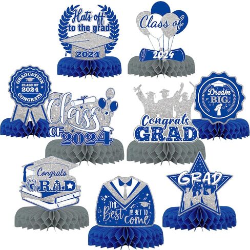 MGahyi 9PCS Graduation Party Decorations Class of 2024 Congrats Grad Table Centerpiece Congratulate Graduation Honeycomb Table Toppers for Graduation Party Supplies(Red-Black） in Saudi Arabia