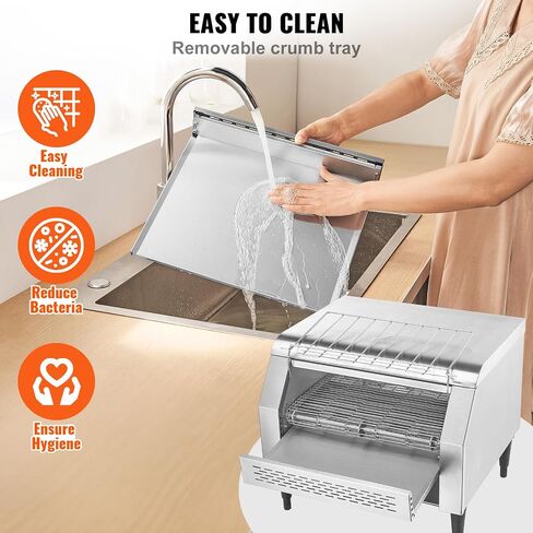 VEVOR Commercial Conveyor Toaster, 450 Slices/Hour Conveyor Belt Toaster, Heavy Duty Stainless Steel Commercial Toaster Oven, Electric Restaurant Commercial Toaster for Toast Bun, Bagel, Bread in Saudi Arabia
