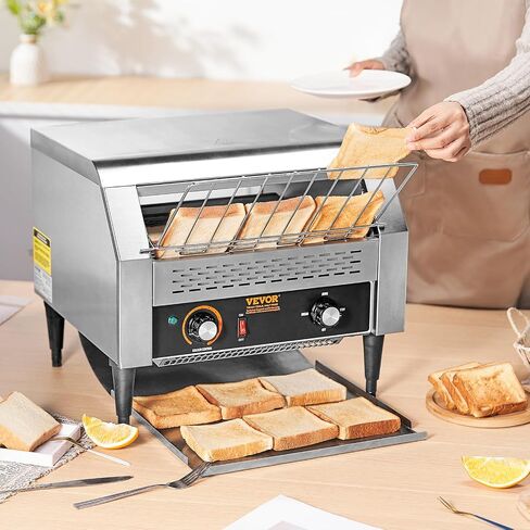 VEVOR Commercial Conveyor Toaster, 450 Slices/Hour Conveyor Belt Toaster, Heavy Duty Stainless Steel Commercial Toaster Oven, Electric Restaurant Commercial Toaster for Toast Bun, Bagel, Bread in Saudi Arabia