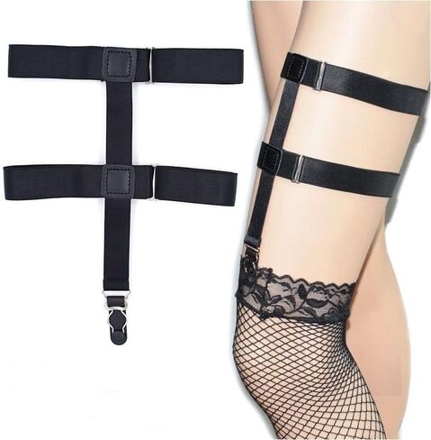 رباط فخذ قابل للتعديل للسيدات، رباط ساق مرن مع مشابك أربطة قوطية عتيقة لجوارب الفخذ العالية in Kuwait