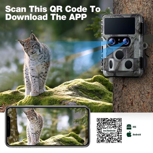 كاميرا VOOPEAK Trail WiFi، رؤية ليلية النجوم بعدسة مزدوجة أصلية 4K 60MP 30FPS كاميرات صيد ألعاب بلوتوث مع مستشعرات IMX458 لمراقبة الحياة البرية in Saudi Arabia