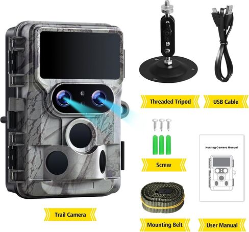 كاميرا VOOPEAK Trail WiFi، رؤية ليلية النجوم بعدسة مزدوجة أصلية 4K 60MP 30FPS كاميرات صيد ألعاب بلوتوث مع مستشعرات IMX458 لمراقبة الحياة البرية in Saudi Arabia