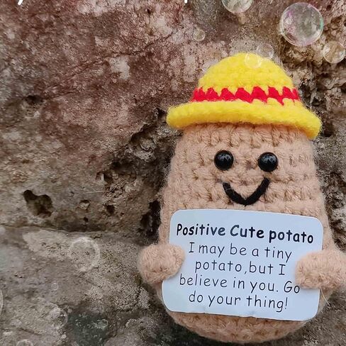 ITUOIDOU Positive Life Potato Handmade Crochet Knitted Mini Cute Interesting Emotional Support Potatoes Creative Funny Gifts Décor for Birthday Party Decoration Encouragement in Saudi Arabia