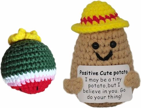 ITUOIDOU Positive Life Potato Handmade Crochet Knitted Mini Cute Interesting Emotional Support Potatoes Creative Funny Gifts Décor for Birthday Party Decoration Encouragement in Saudi Arabia
