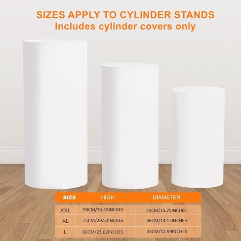 Cylinder Stand Covers for Party 3Pcs Spandex Cylinder Pedestal Stand Covers Cylinder Plinth Stand Cover for Party Backdrop Decor Baby Shower Birthday Wedding, Beige in Saudi Arabia