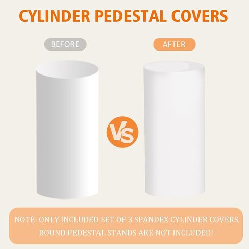 Cylinder Stand Covers for Party 3Pcs Spandex Cylinder Pedestal Stand Covers Cylinder Plinth Stand Cover for Party Backdrop Decor Baby Shower Birthday Wedding, Beige in Saudi Arabia