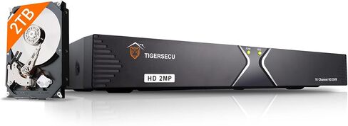 TIGERSECU Super HD 1080P 16-Channel Hybrid 4-in-1 DVR Security Recorder with 2TB Hard Drive, for 2MP TVI/AHD/CVI/Analog Cameras (Renewed) in Saudi Arabia