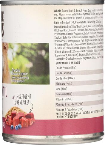 Whole Paws, Whole Paws, Beef and Lentil Recipe Dog Food, 13.2 Ounce in Saudi Arabia