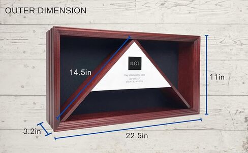 Military Shadow Box - Solid Wood Flag Case for American Flag, Velvet Like Felt Lining for Medals, and Polished Plexiglass (Mahogany) Does Not Fit A Burial Flag in Saudi Arabia