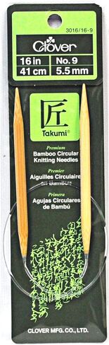 Clover Takumi Bamboo 16 Inch Circular Knitting Needle Size 9 in Saudi Arabia