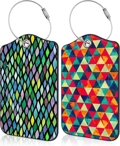 Set of 2 Luggage Tags for Suitcase Flower Fairy and Butterflies Leather Baggage Tags Set with Stainless Steel Loop Name Address Labels Privacy Cover for Men Women Travel Bag Suitcase in Saudi Arabia