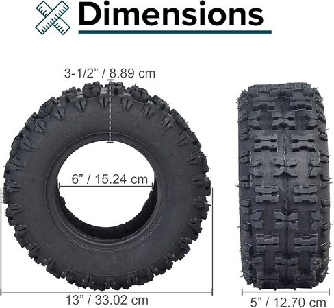 AlveyTech 13x5.00-6 Tire (Set of 4) - Replacement for Mega/Monster Moto, Pit Bike, Taotao Parts ATV, Go-Kart, Quad, Mini Dirt Bikes, Dune Buggy Tubeless Pneumatic Rubber Tires, 4-Wheeler Accessories in Saudi Arabia