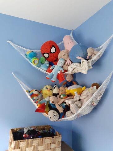 Powkoo Toy Hammock Stuffed Animals Storage Hammock Stuffie Squishmallows Party Hammock Toy Organizers Collection | Size:72" x 48" x 48" (White) in Kuwait