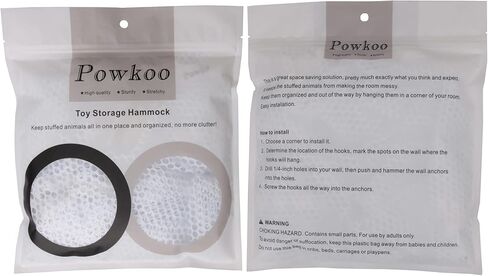 Powkoo Toy Hammock Stuffed Animals Storage Hammock Stuffie Squishmallows Party Hammock Toy Organizers Collection | Size:72" x 48" x 48" (White) in Kuwait