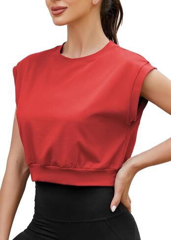Mippo Crop Top Workout Tops for Women Loose Fit Cap Sleeve Athletic Gym Yoga Tank Tops in Saudi Arabia